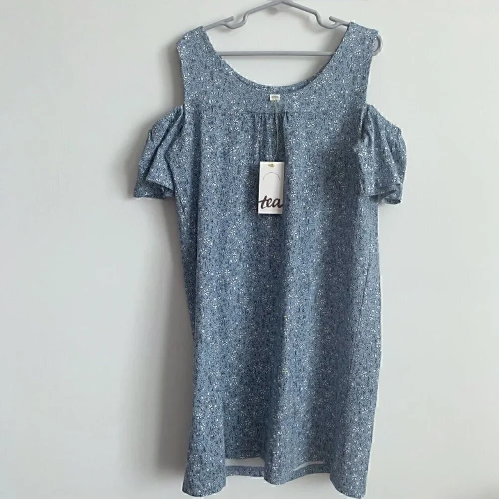 NWT Tea Collection Floral Cold Shoulder Dress, Size 10 years